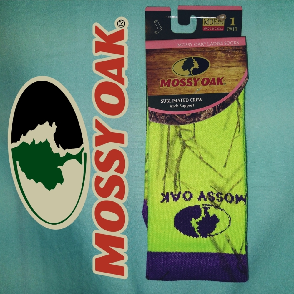Mossy Oak Women's Socks Sublimated Crew Arch Support 7-10.5 NWT camo camouflage - Picture 1 of 3